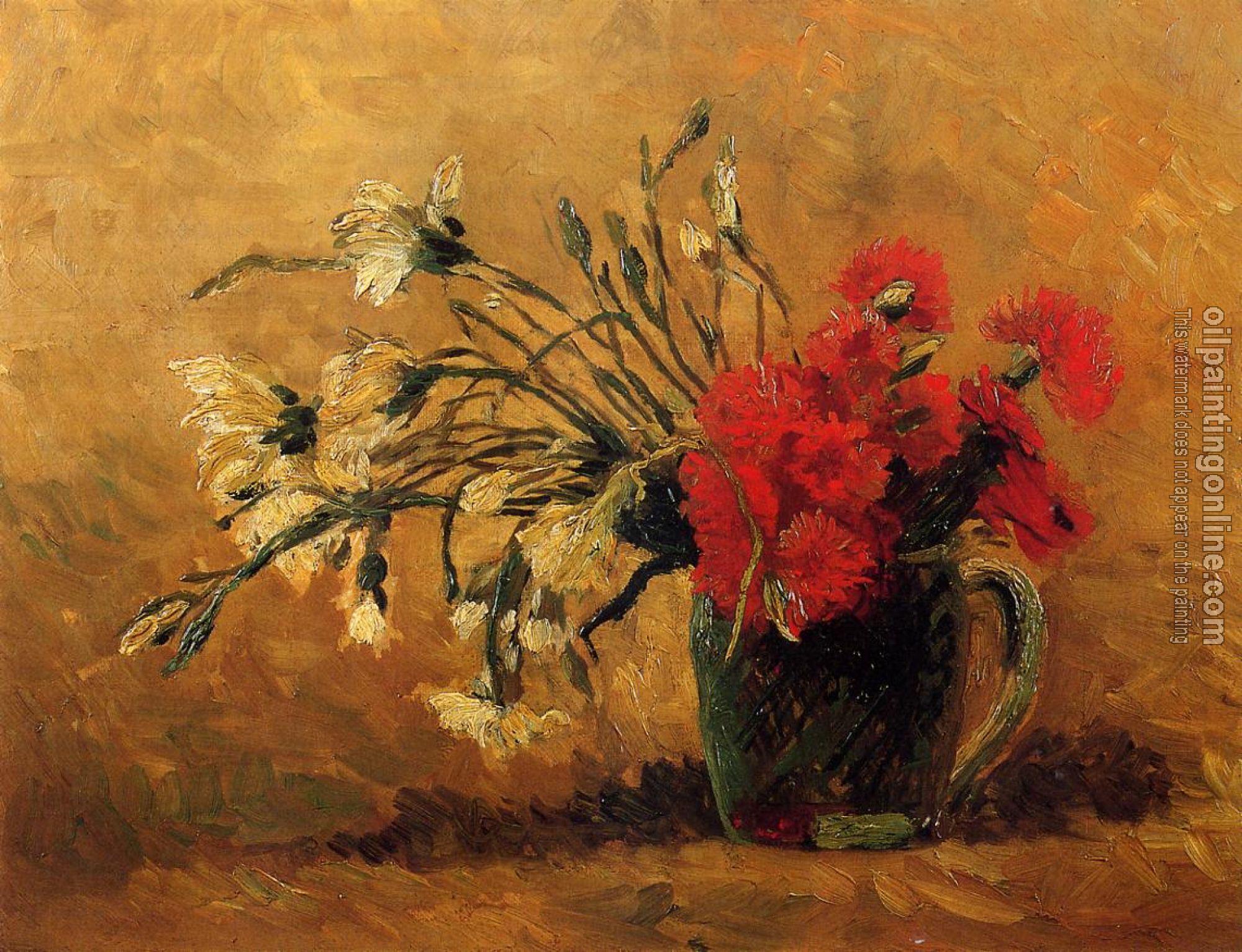 Gogh, Vincent van - Vase with Red and White Carnations on a Yellow Background